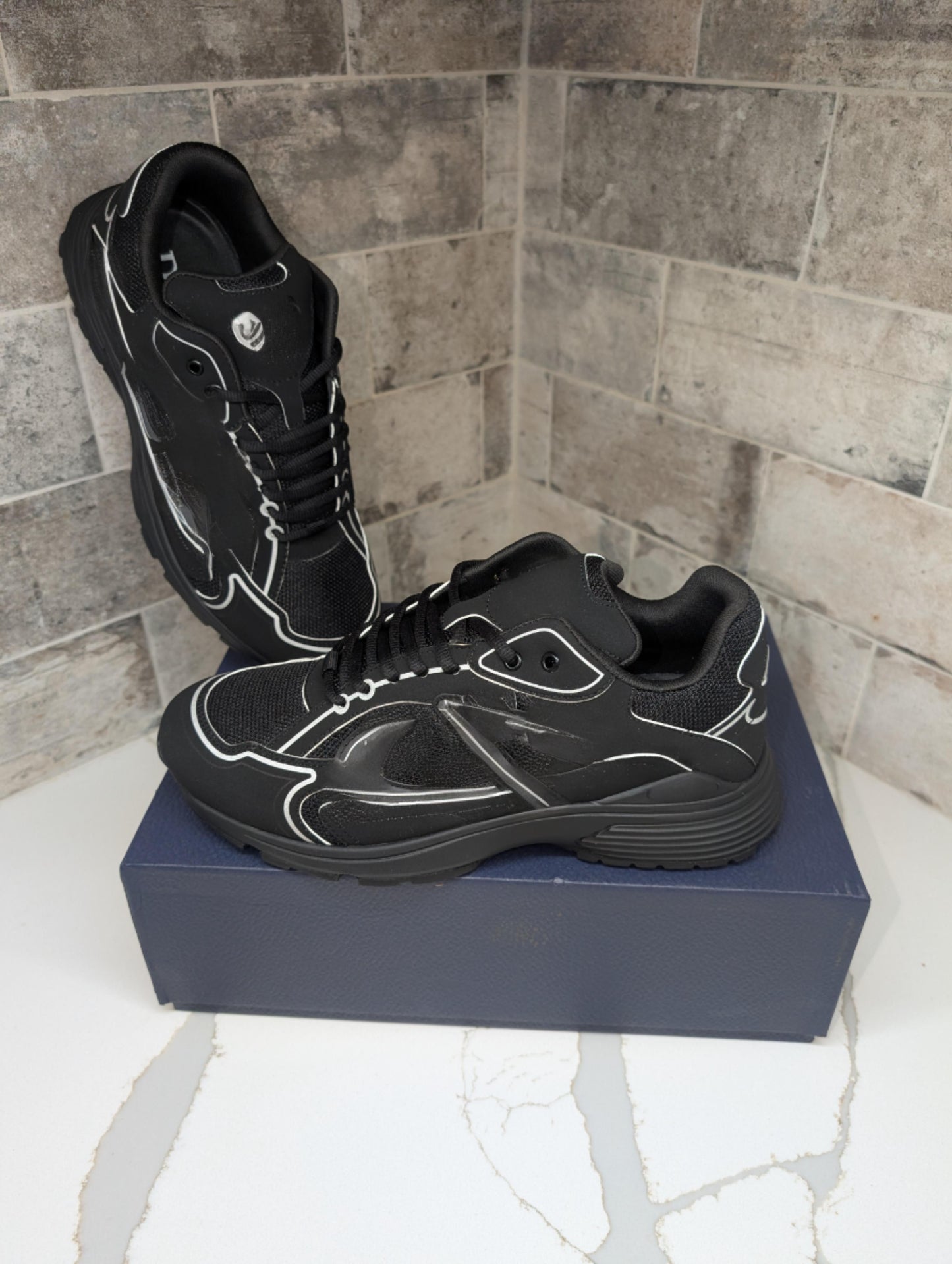 BLACK WITH WHITE D R SHOES